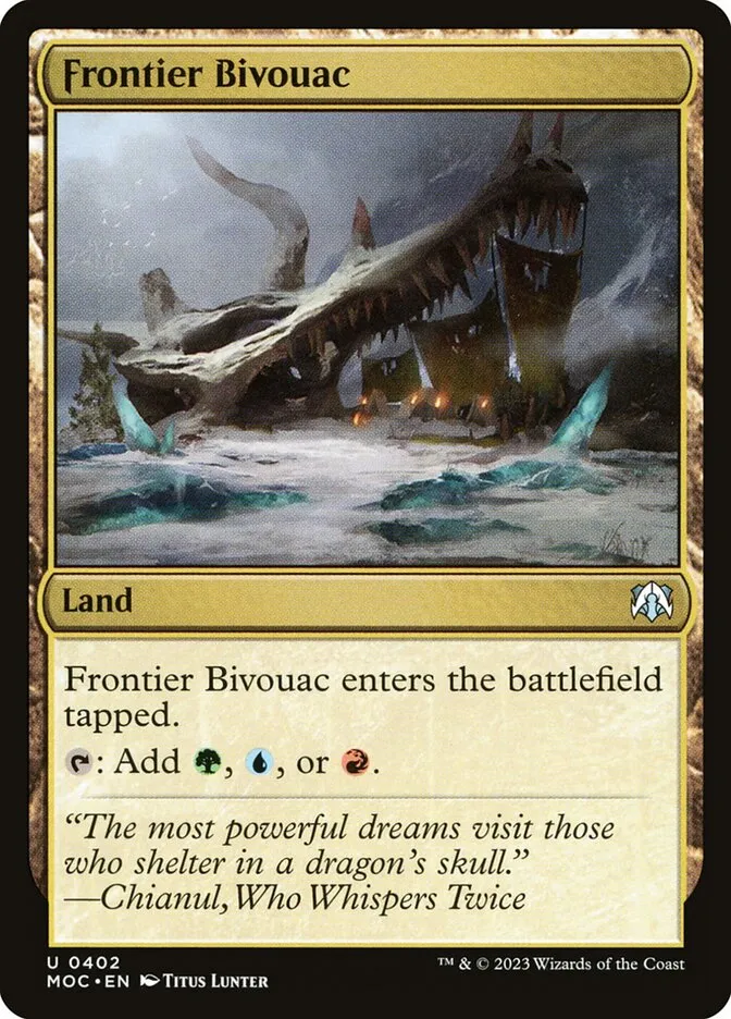 2023 March of the Machine Commander Frontier Bivouac #402 uncommon card image