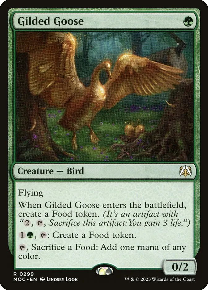 2023 March of the Machine Commander Gilded Goose #299 rare card image