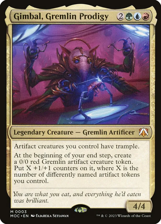 2023 March of the Machine Commander Gimbal, Gremlin Prodigy #3 mythic card image