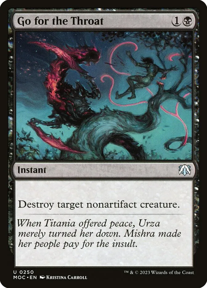 2023 March of the Machine Commander Go for the Throat uncommon #250 uncommon card image
