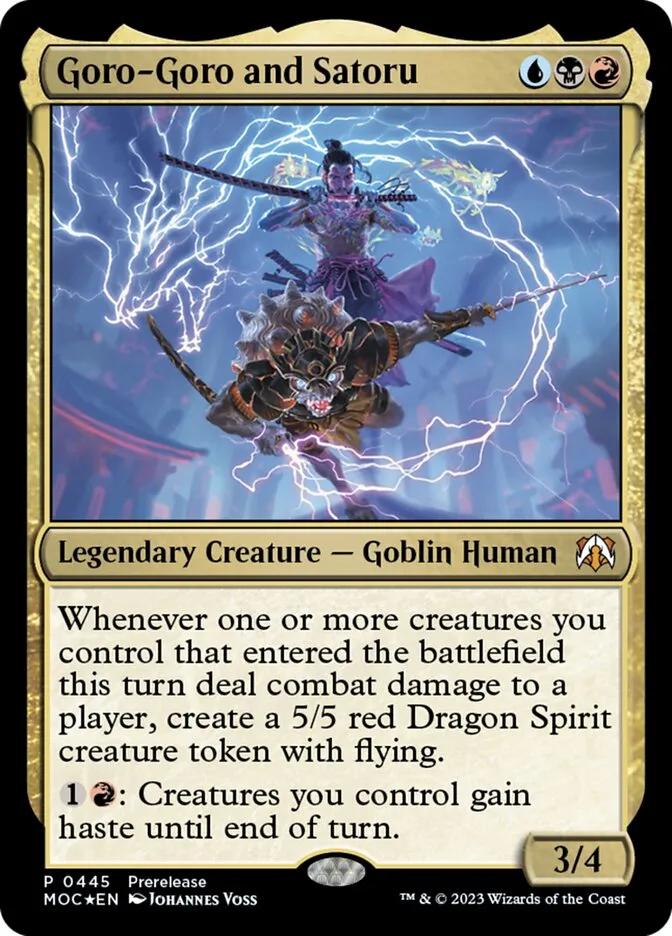 2023 March of the Machine Commander Goro-Goro and Satoru #445 mythic card image