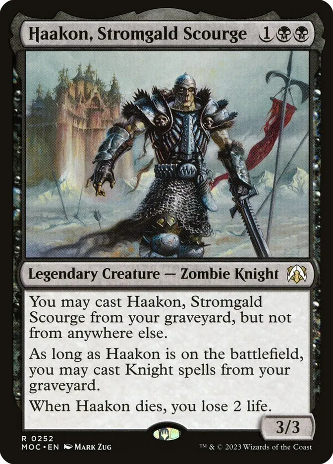 2023 March of the Machine Commander Haakon, Stromgald Scourge #252 rare card image