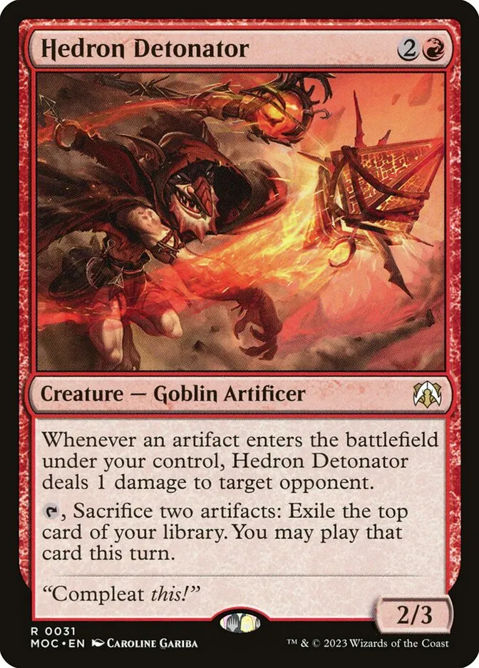 2023 March of the Machine Commander Hedron Detonator #31 rare card image
