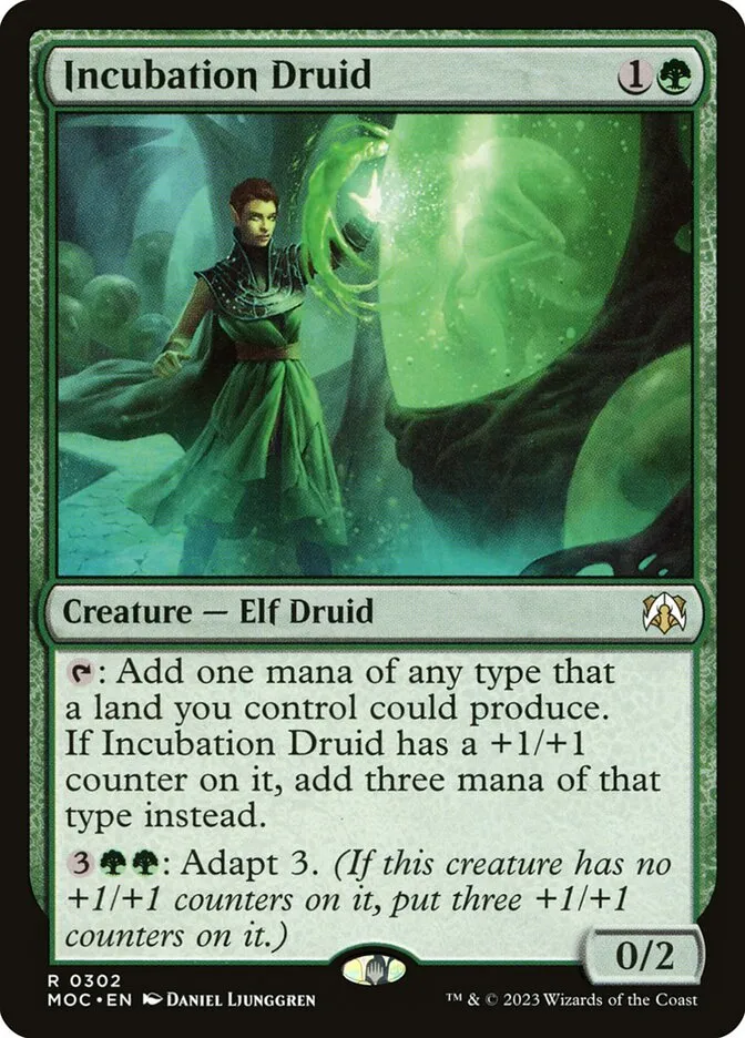 2023 March of the Machine Commander Incubation Druid #302 rare card image