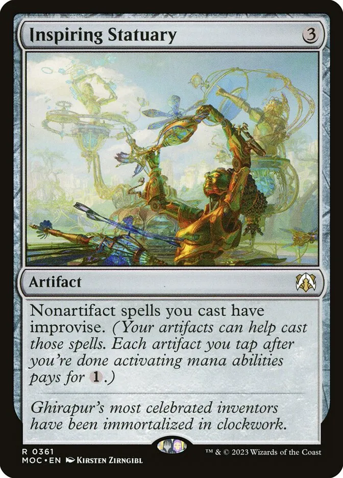 2023 March of the Machine Commander Inspiring Statuary #361 rare card image
