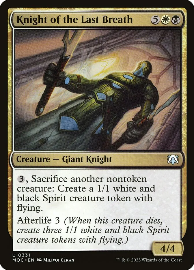 2023 March of the Machine Commander Knight of the Last Breath uncommon #331 uncommon card image