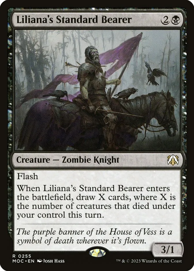 2023 March of the Machine Commander Liliana's Standard Bearer #255 rare card image