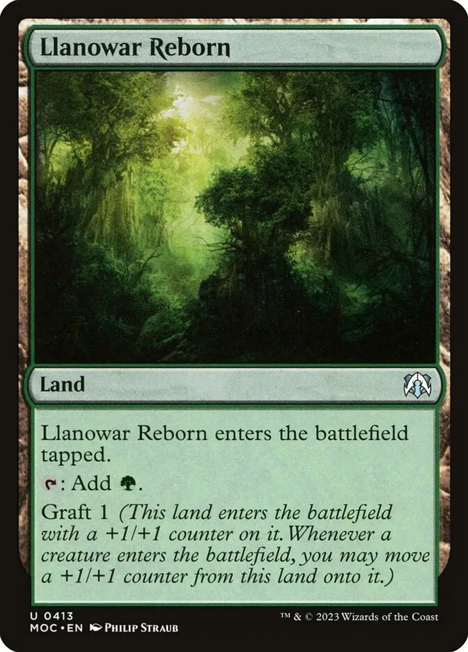 2023 March of the Machine Commander Llanowar Reborn #413 uncommon card image