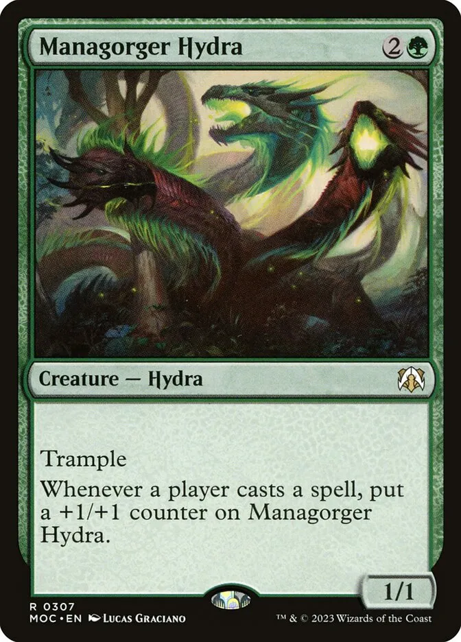 2023 March of the Machine Commander Managorger Hydra #307 rare card image