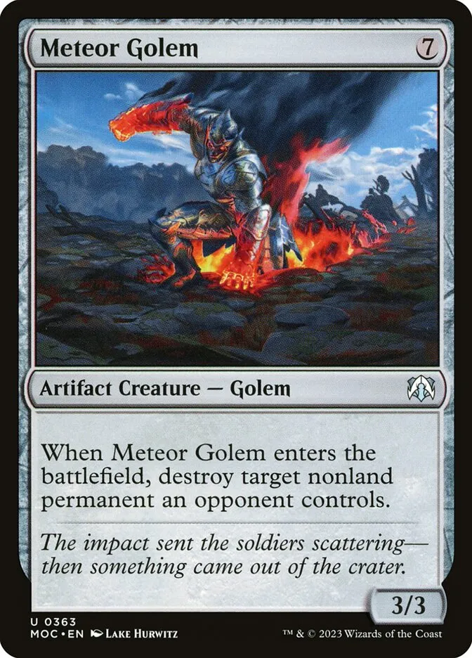 2023 March of the Machine Commander Meteor Golem uncommon #363 uncommon card image