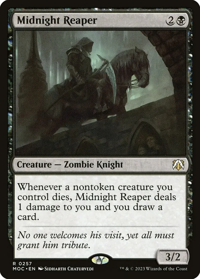 2023 March of the Machine Commander Midnight Reaper #257 rare card image