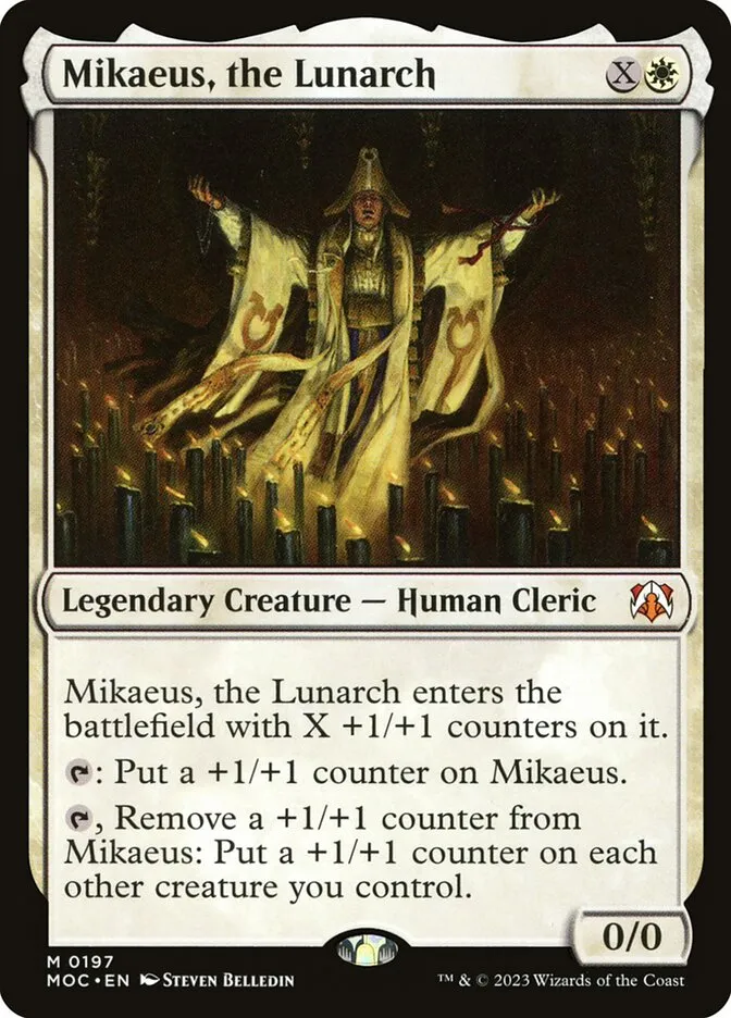 2023 March of the Machine Commander Mikaeus, the Lunarch #197 mythic card image