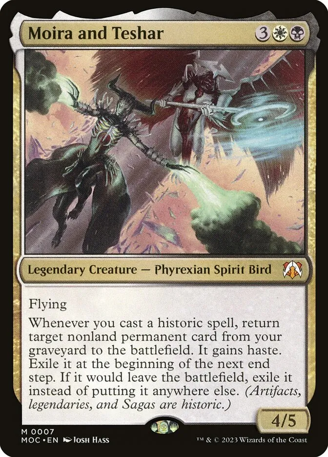 2023 March of the Machine Commander Moira and Teshar #7 mythic card image