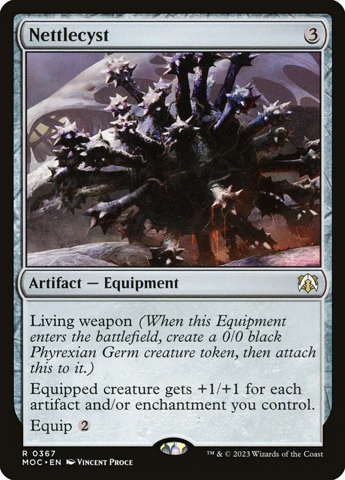 2023 March of the Machine Commander Nettlecyst #367 rare card image