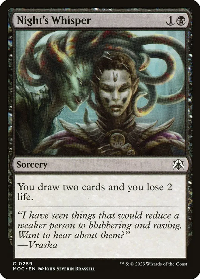 2023 March of the Machine Commander Night's Whisper #259 common card image