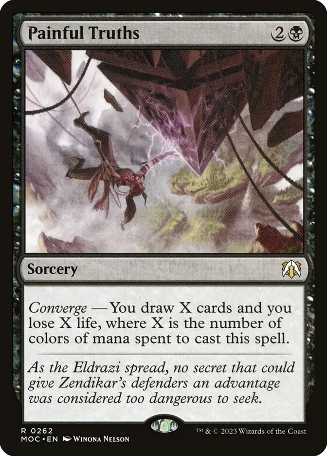 2023 March of the Machine Commander Painful Truths #262 rare card image