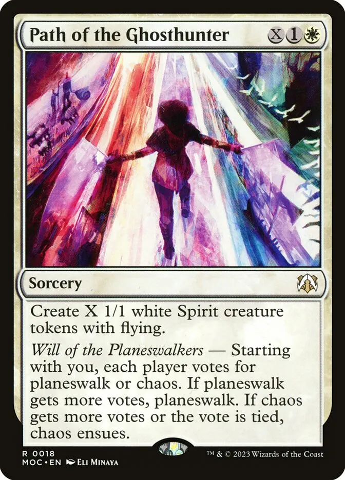 2023 March of the Machine Commander Path of the Ghosthunter #18 rare card image