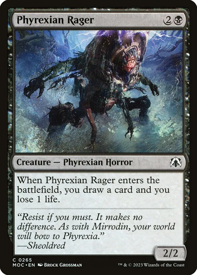 2023 March of the Machine Commander Phyrexian Rager #265 common card image