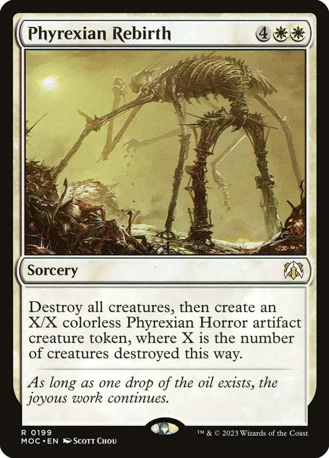 2023 March of the Machine Commander Phyrexian Rebirth #199 rare card image