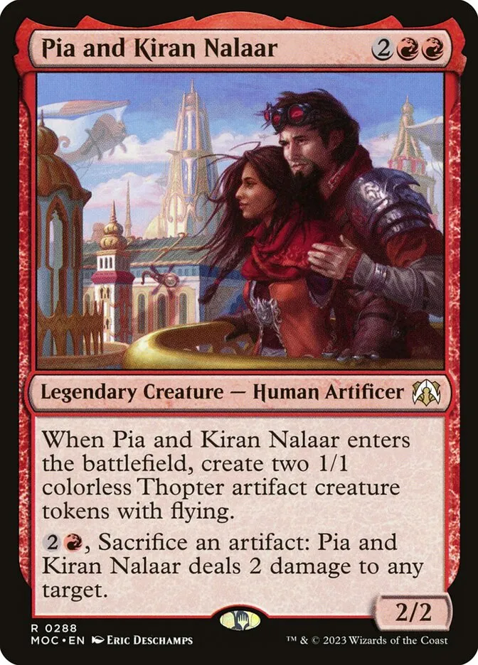 2023 March of the Machine Commander Pia and Kiran Nalaar #288 rare card image