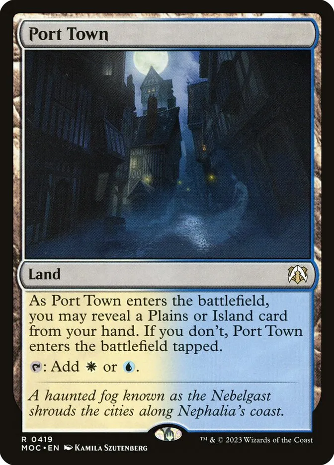2023 March of the Machine Commander Port Town #419 rare card image