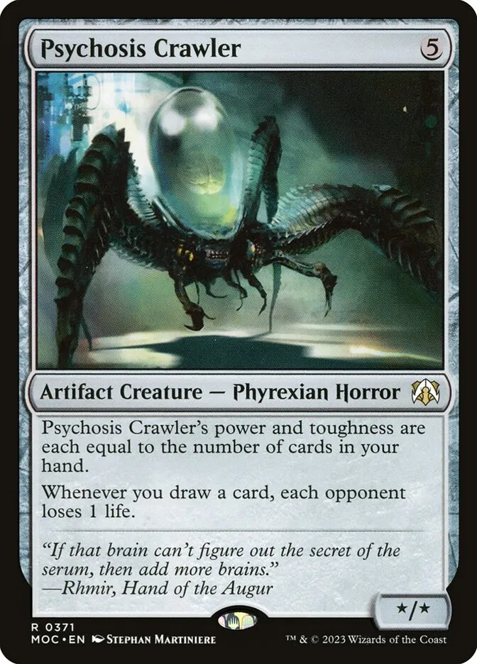2023 March of the Machine Commander Psychosis Crawler #371 rare card image