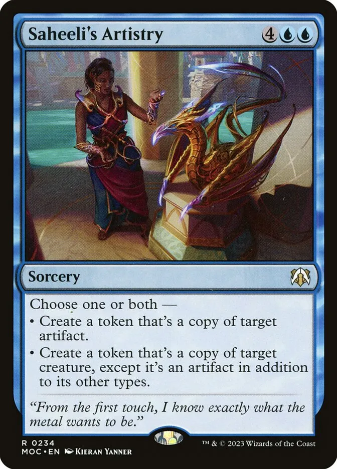 2023 March of the Machine Commander Saheeli's Artistry #234 rare card image