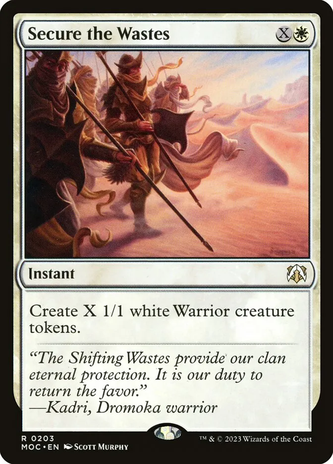 2023 March of the Machine Commander Secure the Wastes #203 rare card image