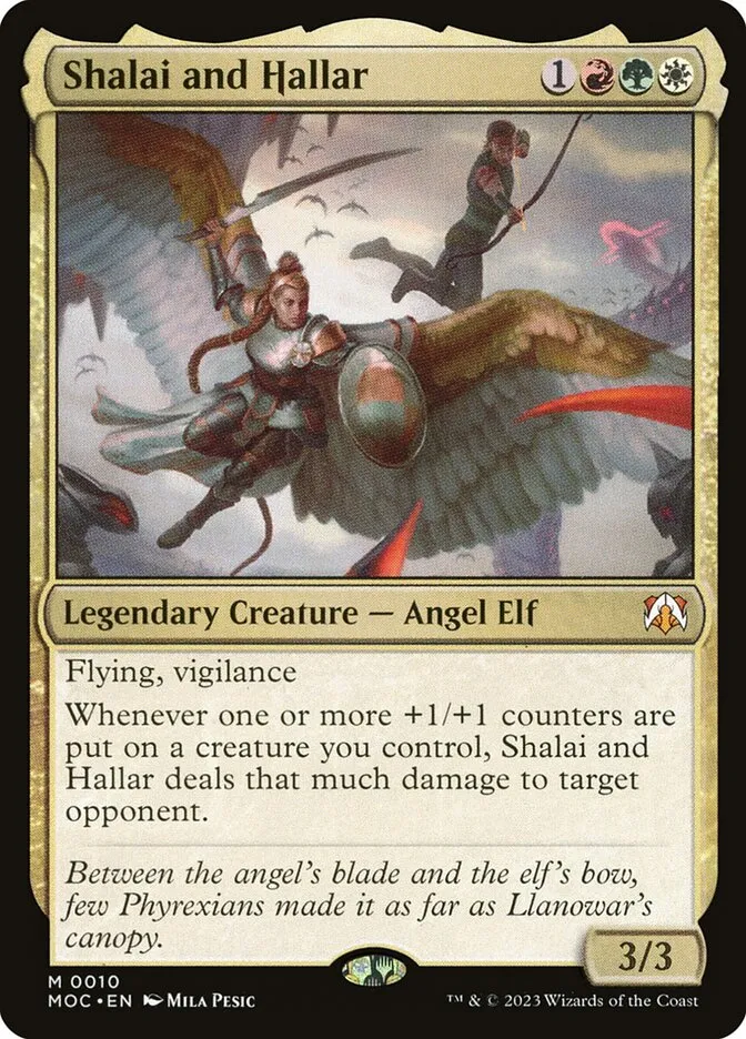 2023 March of the Machine Commander Shalai and Hallar mythic #10 mythic card image