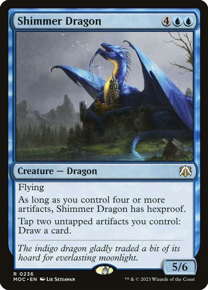 2023 March of the Machine Commander Shimmer Dragon #236 rare card image