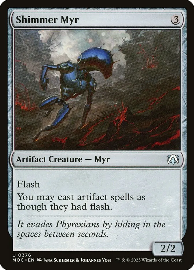 2023 March of the Machine Commander Shimmer Myr uncommon #376 uncommon card image