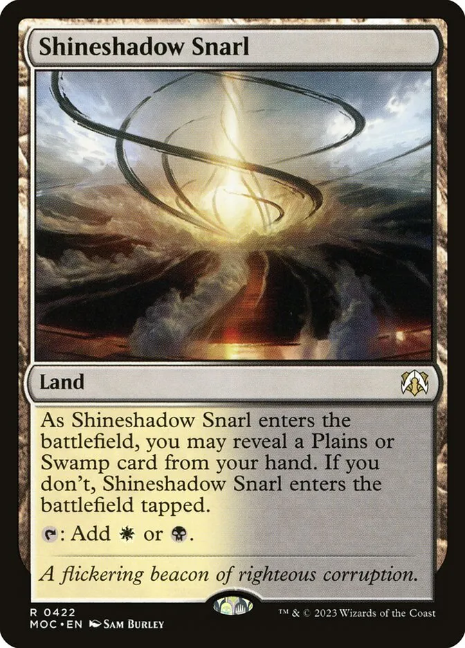 2023 March of the Machine Commander Shineshadow Snarl #422 rare card image