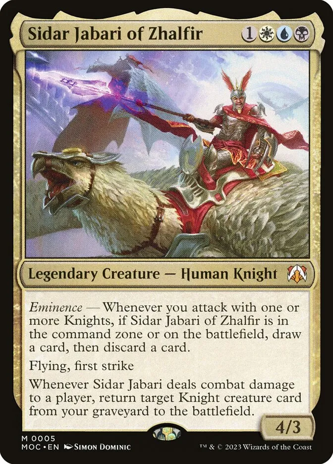 2023 March of the Machine Commander Sidar Jabari of Zhalfir #5 mythic card image