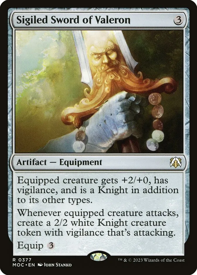 2023 March of the Machine Commander Sigiled Sword of Valeron #377 rare card image
