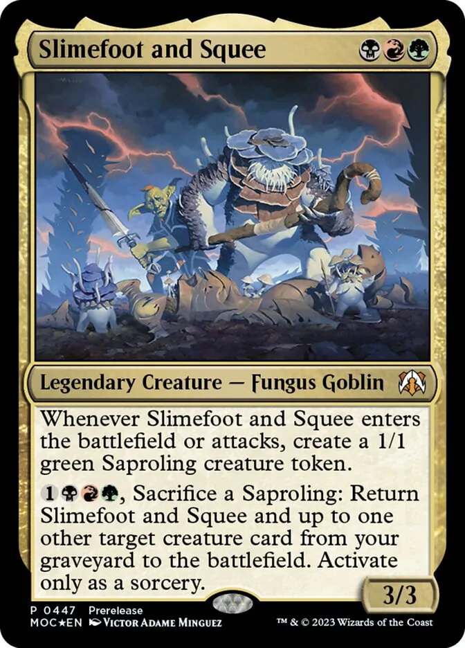 2023 March of the Machine Commander Slimefoot and Squee #447 mythic card image