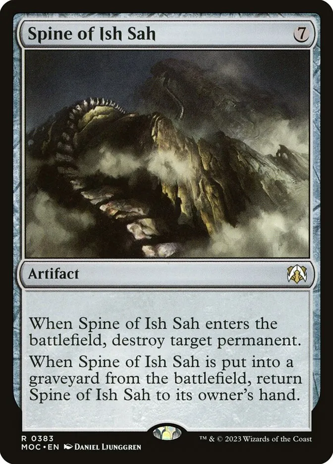 2023 March of the Machine Commander Spine of Ish Sah #383 rare card image