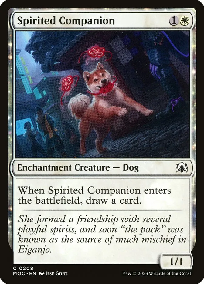2023 March of the Machine Commander Spirited Companion #208 common card image