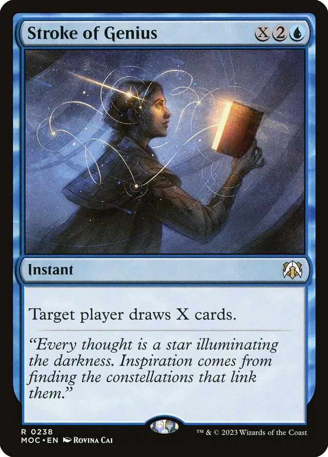 2023 March of the Machine Commander Stroke of Genius #238 rare card image