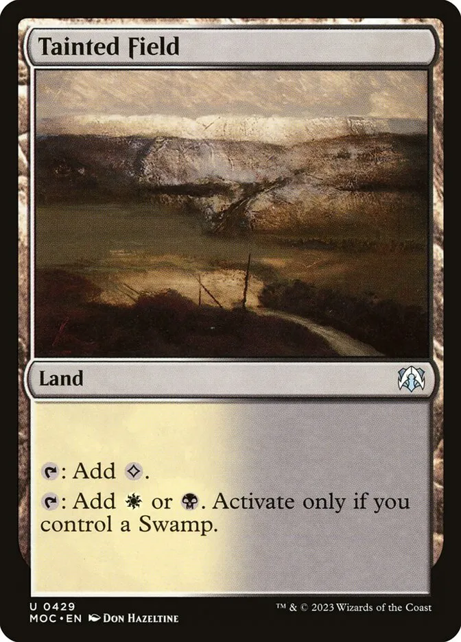 2023 March of the Machine Commander Tainted Field #429 uncommon card image