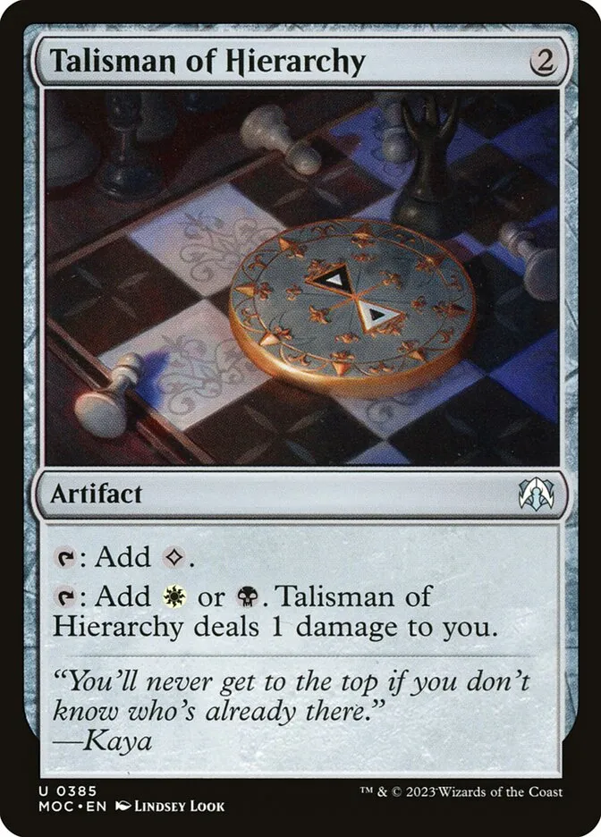 2023 March of the Machine Commander Talisman of Hierarchy uncommon #385 uncommon card image