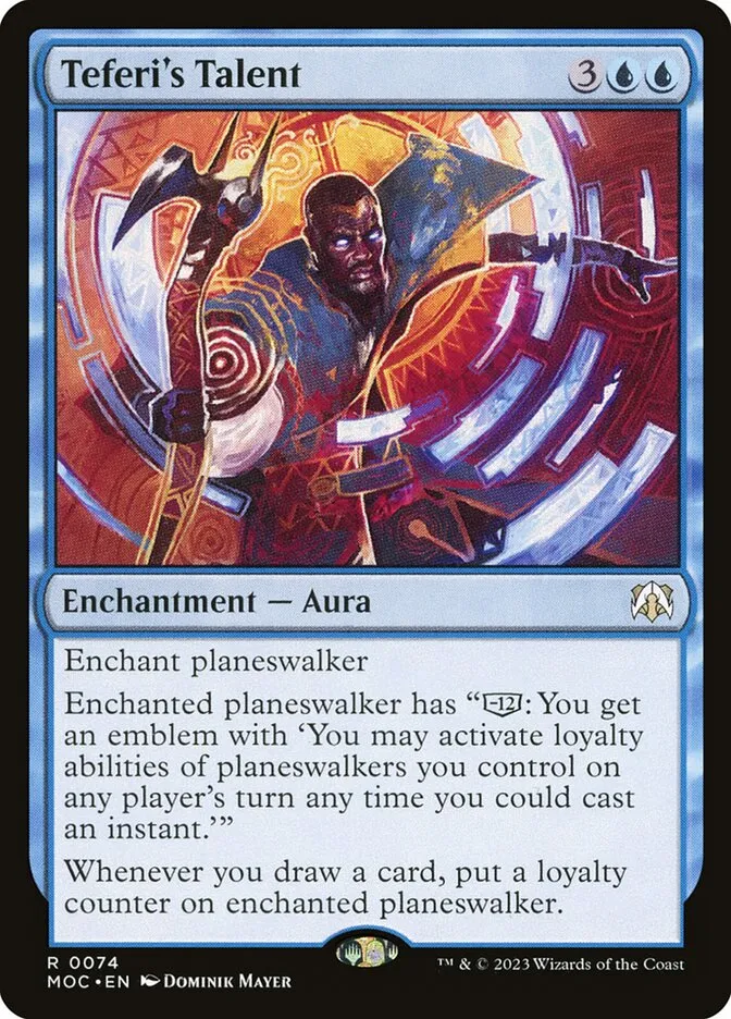 2023 March of the Machine Commander Teferi's Talent #74 rare card image