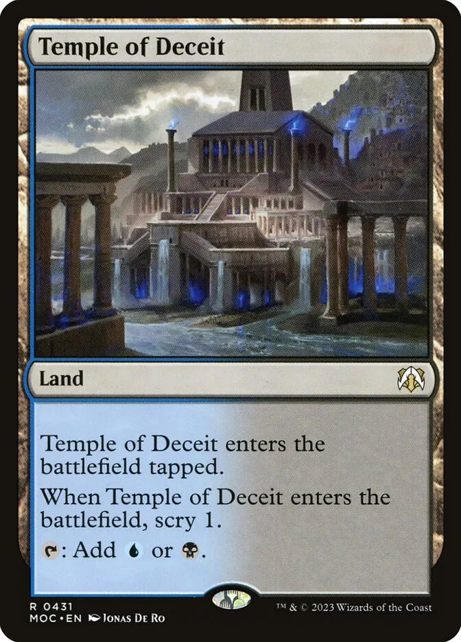 2023 March of the Machine Commander Temple of Deceit #431 rare card image