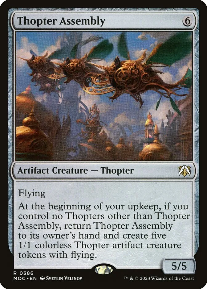 2023 March of the Machine Commander Thopter Assembly #386 rare card image