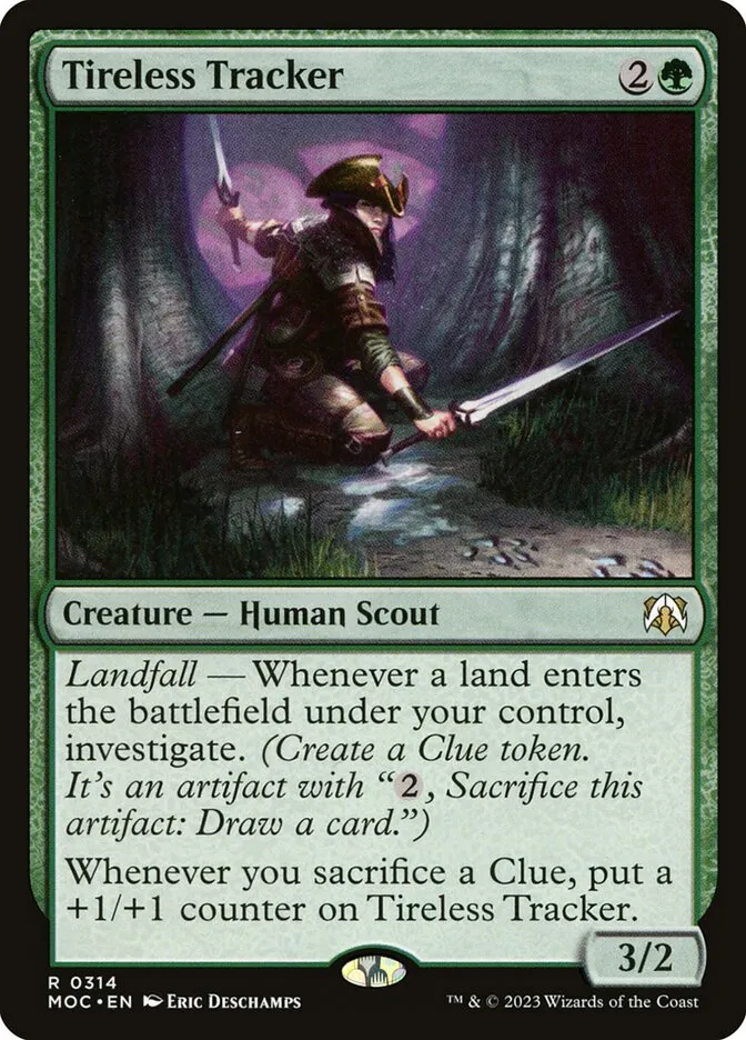 2023 March of the Machine Commander Tireless Tracker #314 rare card image