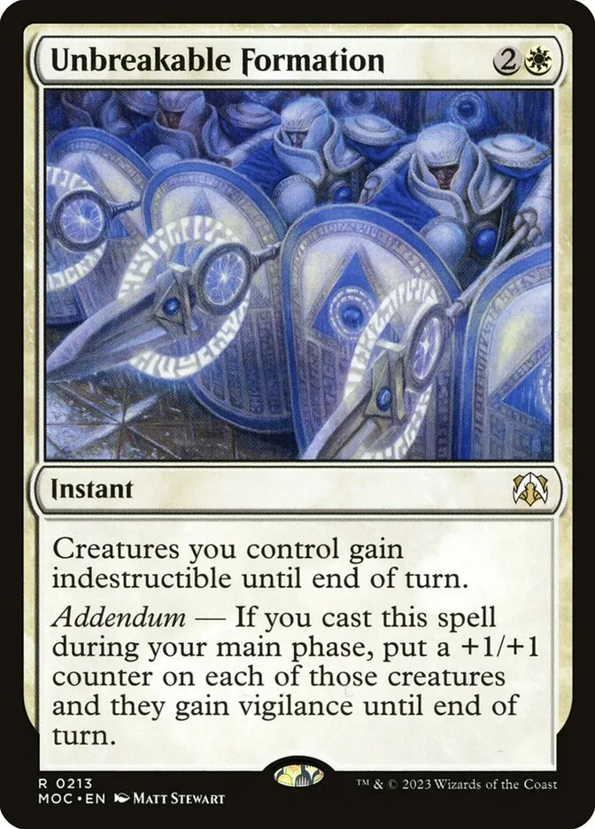2023 March of the Machine Commander Unbreakable Formation #213 rare card image