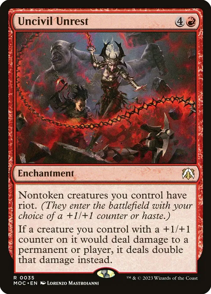 2023 March of the Machine Commander Uncivil Unrest #35 rare card image