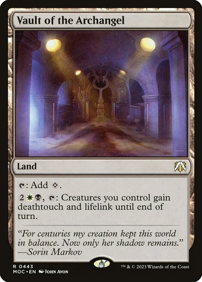 2023 March of the Machine Commander Vault of the Archangel #443 rare card image