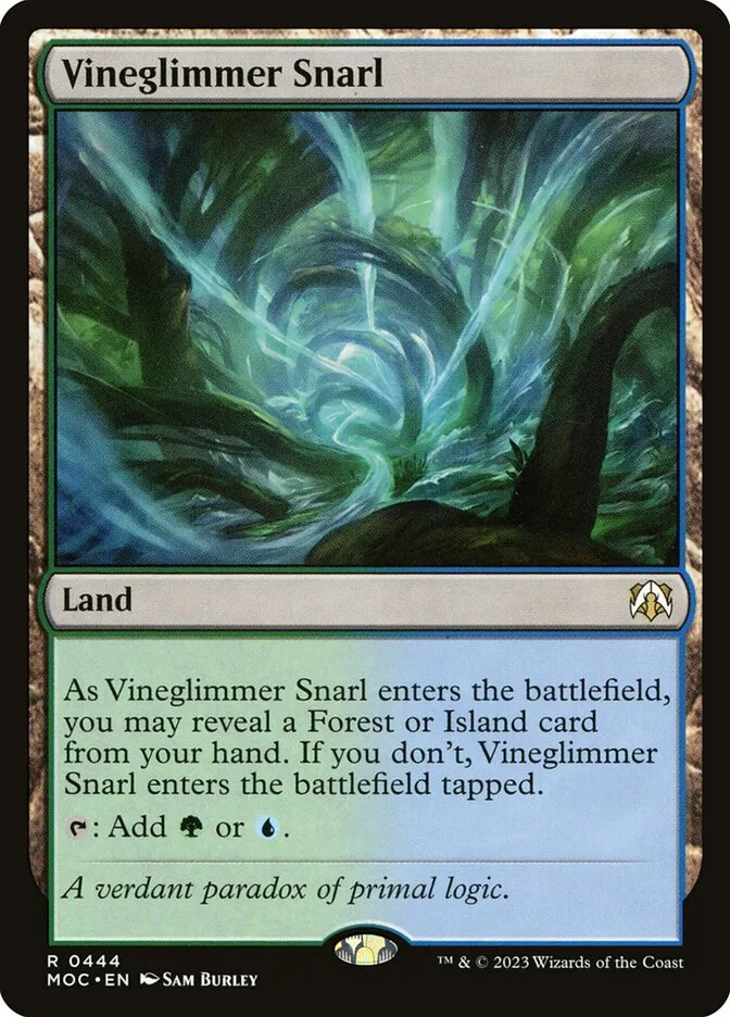 2023 March of the Machine Commander Vineglimmer Snarl #444 rare card image
