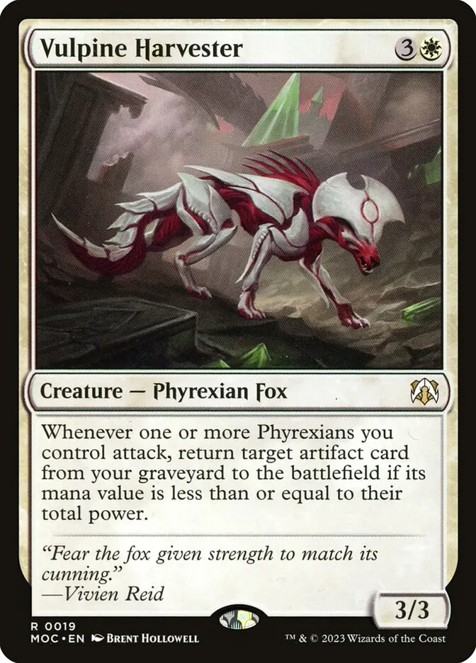 2023 March of the Machine Commander Vulpine Harvester #19 rare card image