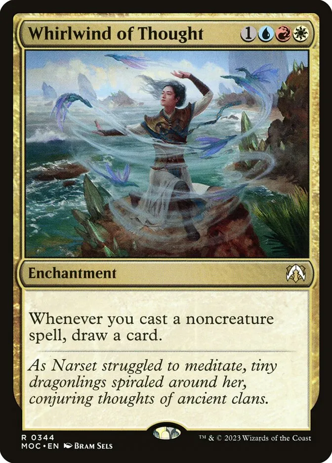 2023 March of the Machine Commander Whirlwind of Thought #344 rare card image